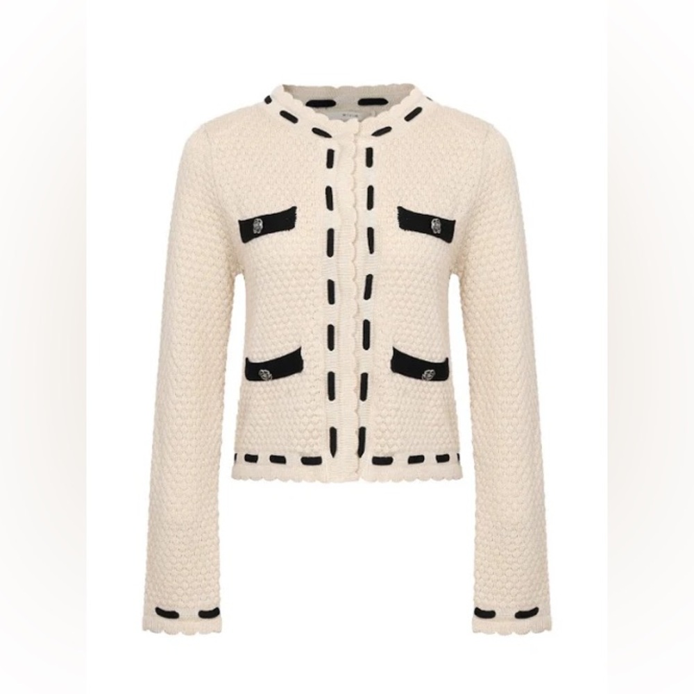 NWT Size S RIVIR SOLD OUT knit cardigan in cream and black